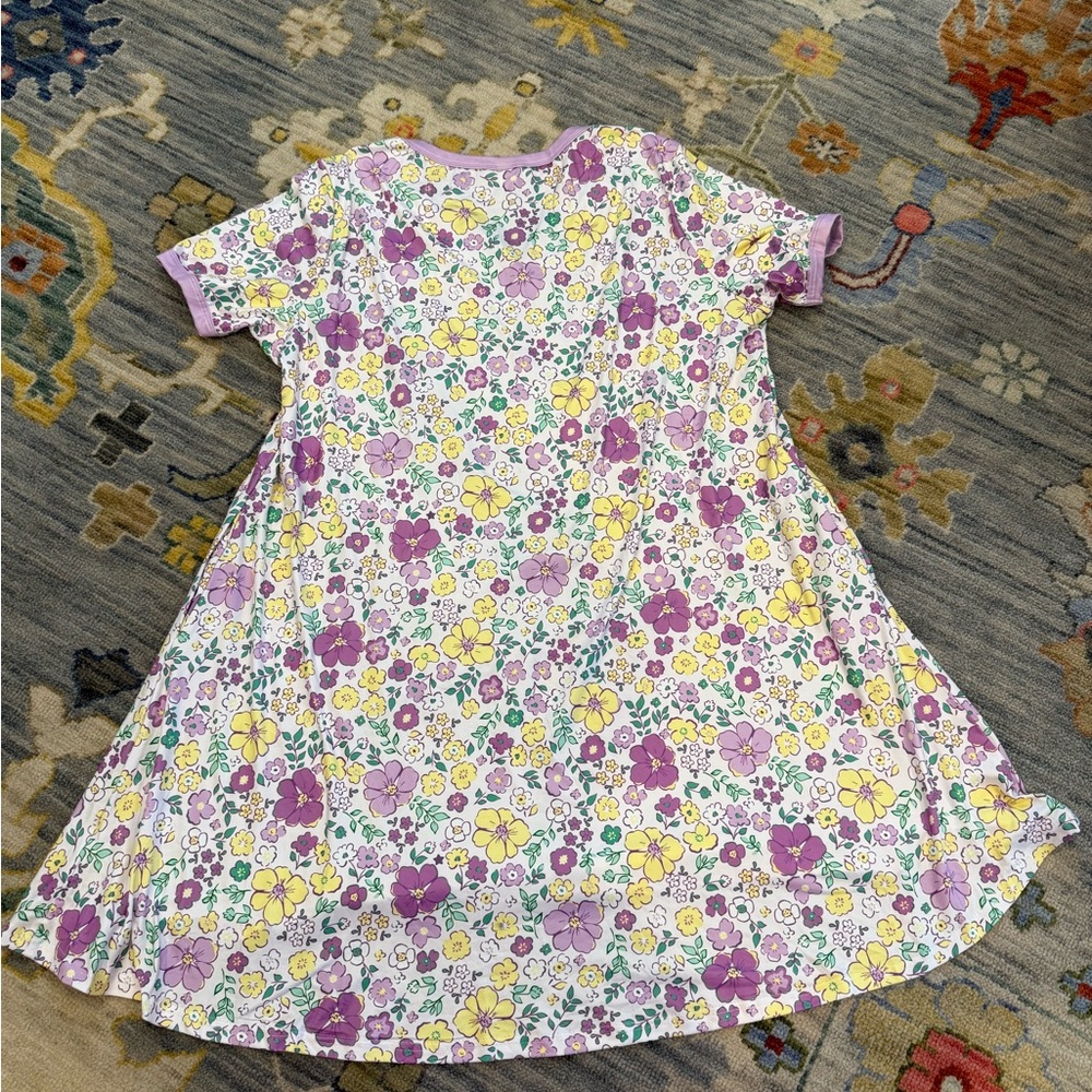 Shirley & Stone Pajama Dress Nightgown Purple Floral V Neck Casual size XL - Picture 6 of 6